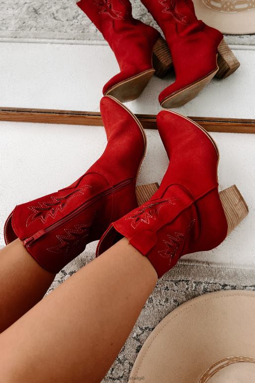 wijnoogst rood wil geen problemen mid-kalf western laarsjes NanaMacs HPTT3852