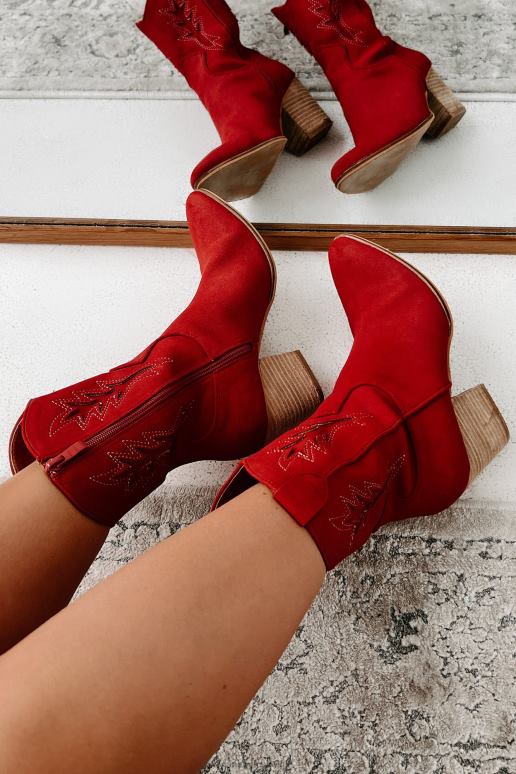 wijnoogst rood wil geen problemen mid-kalf western laarsjes NanaMacs HPTT3852