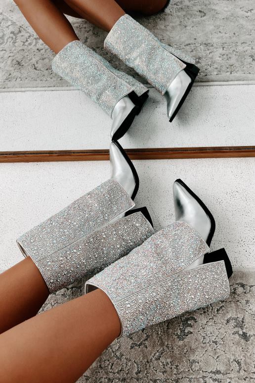 zilver metallic Annabelle laarsjes met strassteentjes NanaMacs HPTT3848