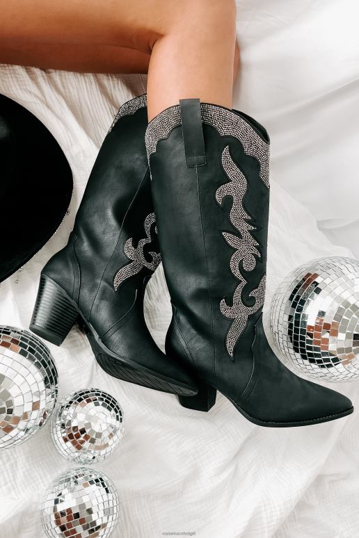 zwart cowgirl bekentenissen westernlaarzen met strass studs NanaMacs HPTT3846