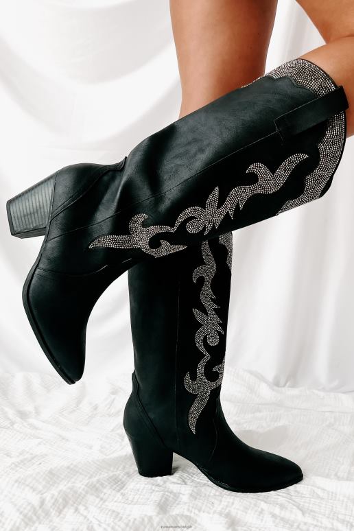 zwart cowgirl bekentenissen westernlaarzen met strass studs NanaMacs HPTT3846