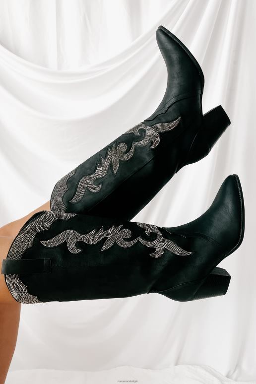 zwart cowgirl bekentenissen westernlaarzen met strass studs NanaMacs HPTT3846