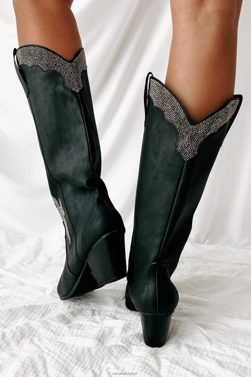 zwart cowgirl bekentenissen westernlaarzen met strass studs NanaMacs HPTT3846