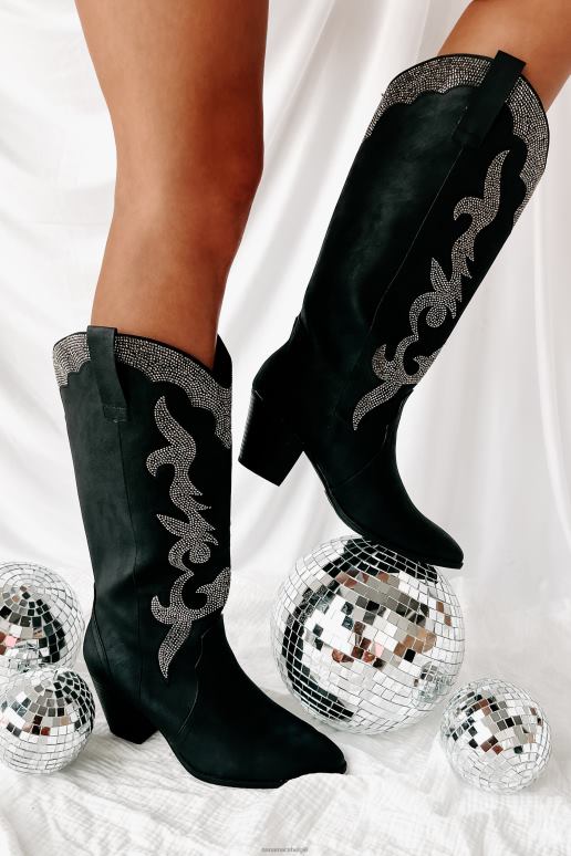 zwart cowgirl bekentenissen westernlaarzen met strass studs NanaMacs HPTT3846