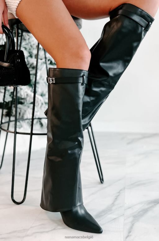 zwart droom grotere kunstleren kniehoge laarzen NanaMacs HPTT3867