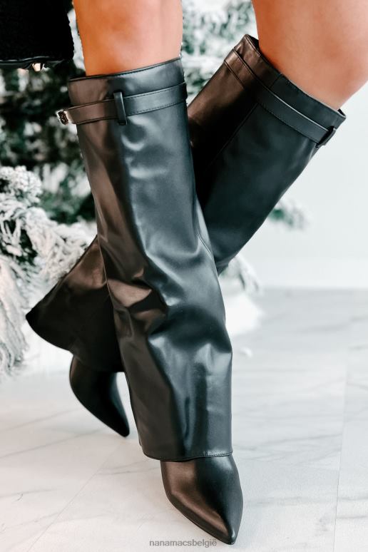 zwart droom grotere kunstleren kniehoge laarzen NanaMacs HPTT3867