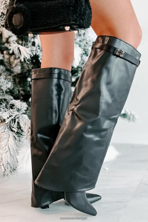 zwart droom grotere kunstleren kniehoge laarzen NanaMacs HPTT3867