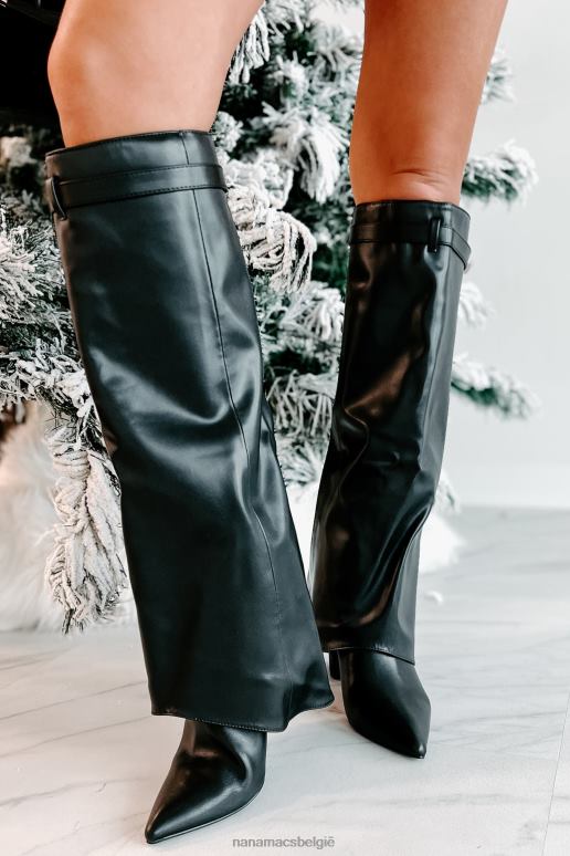 zwart droom grotere kunstleren kniehoge laarzen NanaMacs HPTT3867