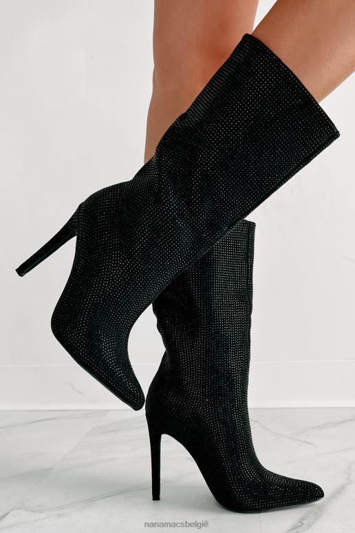 zwart laarsjes met strassteentjes met hoge spanning NanaMacs HPTT3896