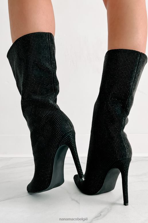 zwart laarsjes met strassteentjes met hoge spanning NanaMacs HPTT3896