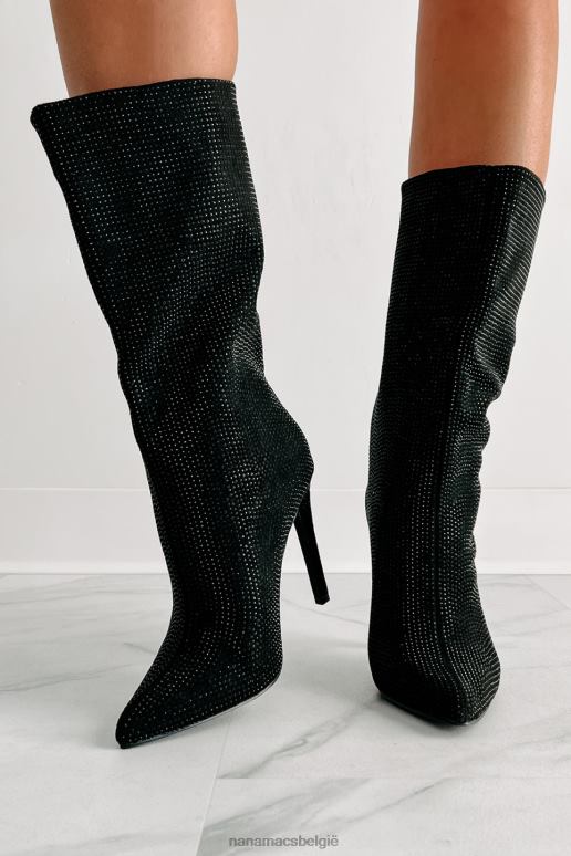 zwart laarsjes met strassteentjes met hoge spanning NanaMacs HPTT3896