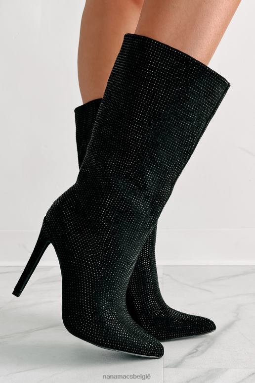 zwart laarsjes met strassteentjes met hoge spanning NanaMacs HPTT3896