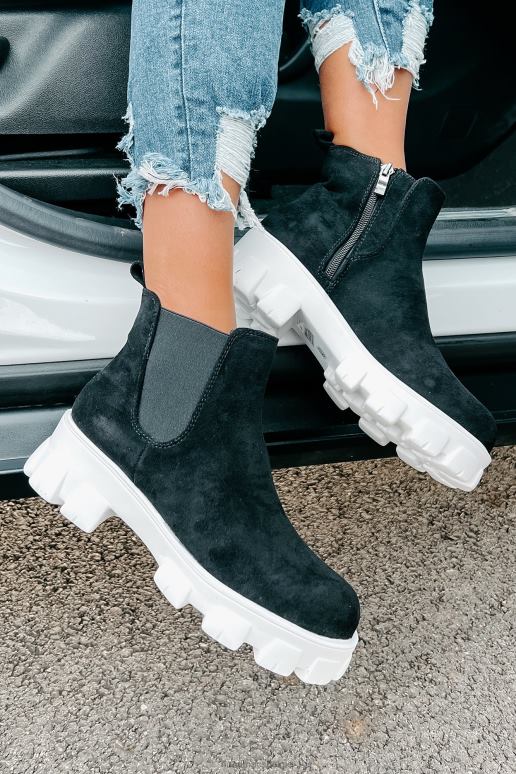 zwart new paths laarsjes van imitatiesuède met dikke zool NanaMacs HPTT3919