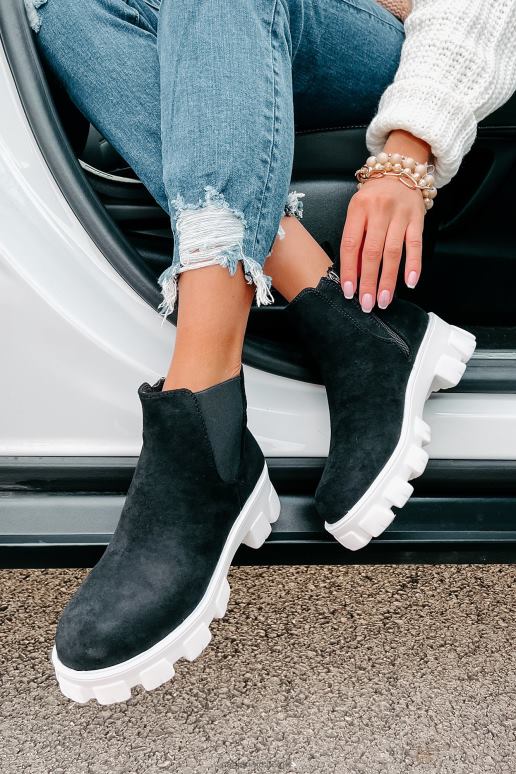 zwart new paths laarsjes van imitatiesuède met dikke zool NanaMacs HPTT3919