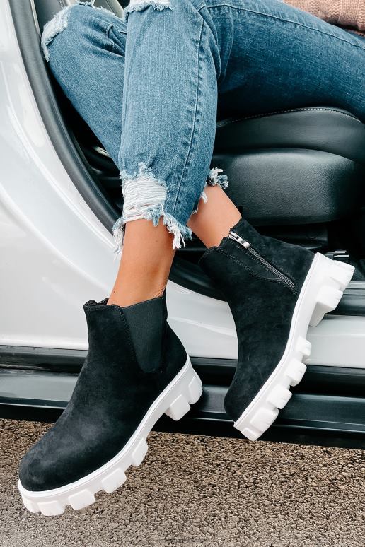 zwart new paths laarsjes van imitatiesuède met dikke zool NanaMacs HPTT3919