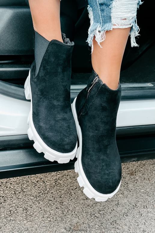 zwart new paths laarsjes van imitatiesuède met dikke zool NanaMacs HPTT3919