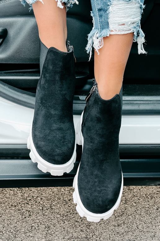 zwart new paths laarsjes van imitatiesuède met dikke zool NanaMacs HPTT3919