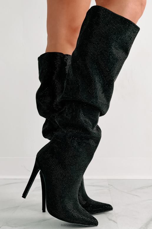 zwart shock ontzag slouchy strass laarzen NanaMacs HPTT3857