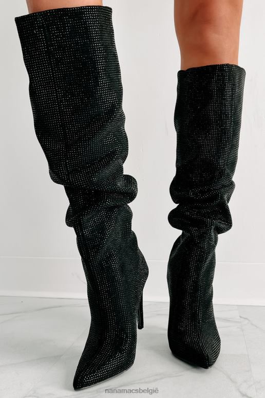 zwart shock ontzag slouchy strass laarzen NanaMacs HPTT3857