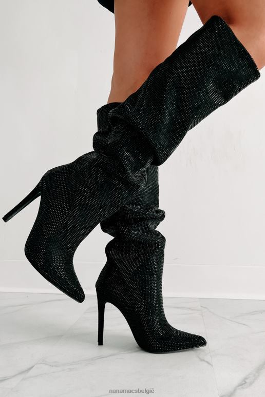 zwart shock ontzag slouchy strass laarzen NanaMacs HPTT3857
