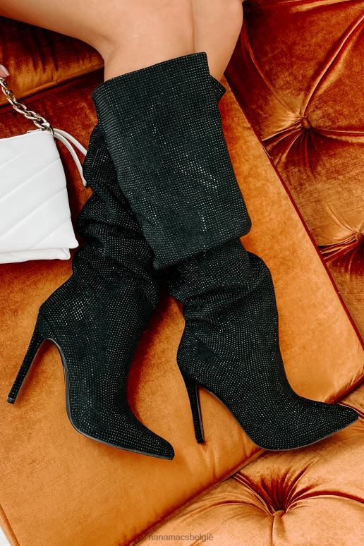 zwart shock ontzag slouchy strass laarzen NanaMacs HPTT3857