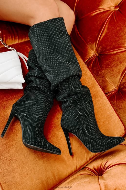 zwart shock ontzag slouchy strass laarzen NanaMacs HPTT3857