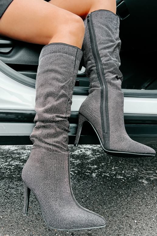 zwarte strass head turner slouchy strass laarzen NanaMacs HPTT3879