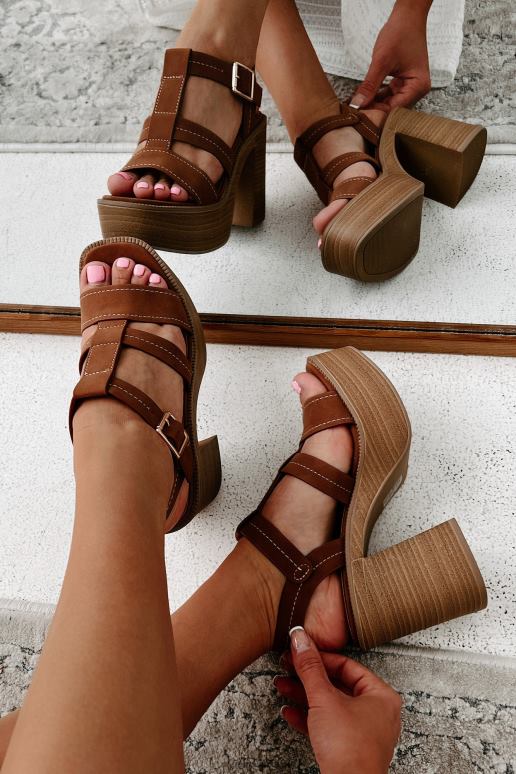 cognac tekenen van zomerse platformsandalen NanaMacs HPTT3930