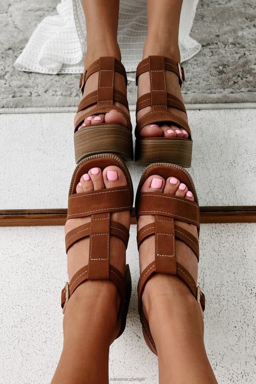 cognac tekenen van zomerse platformsandalen NanaMacs HPTT3930