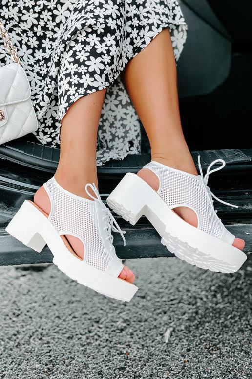 gebroken wit nieuwe kid in town mesh-platformsandalen met veters NanaMacs HPTT4021