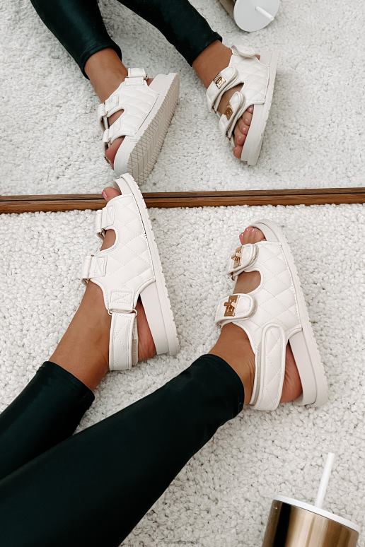 ivoor chique chick gewatteerde sandaal met klittenband NanaMacs HPTT4032