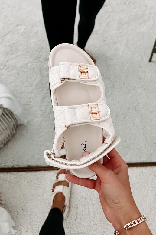 ivoor chique chick gewatteerde sandaal met klittenband NanaMacs HPTT4032