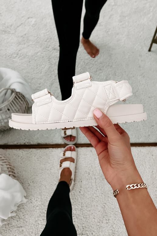 ivoor chique chick gewatteerde sandaal met klittenband NanaMacs HPTT4032