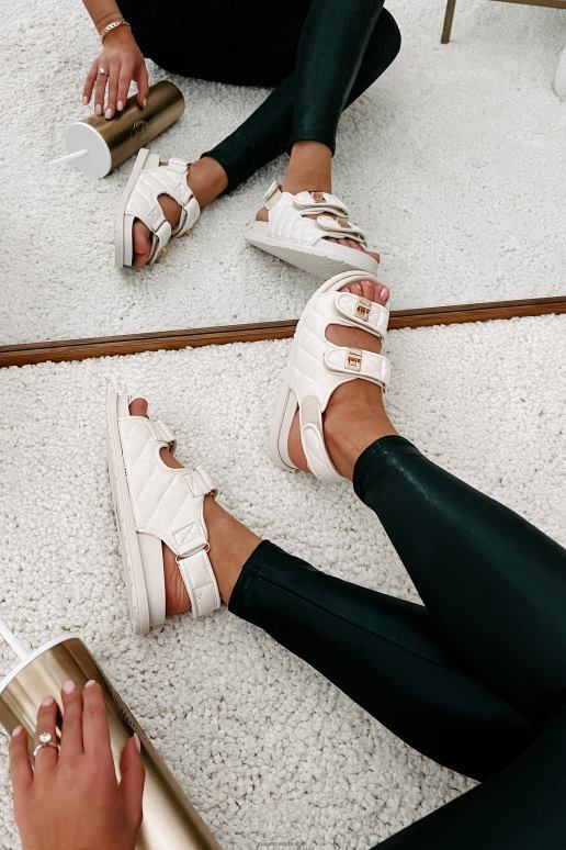 ivoor chique chick gewatteerde sandaal met klittenband NanaMacs HPTT4032