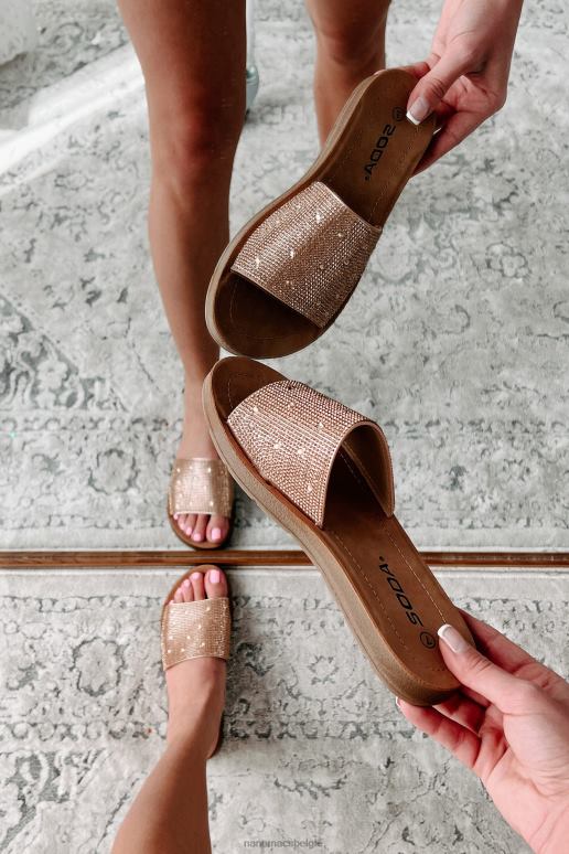 koper free your mind glimmende sandalen met strassteentjes NanaMacs HPTT4012