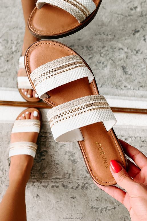 wit afgescheiden strand sandalen met dubbele band geweven NanaMacs HPTT4004