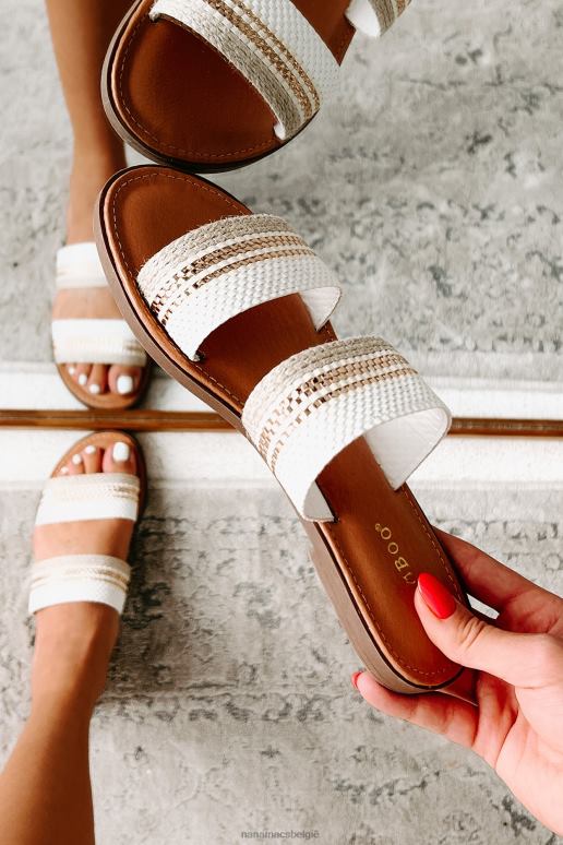 wit afgescheiden strand sandalen met dubbele band geweven NanaMacs HPTT4004
