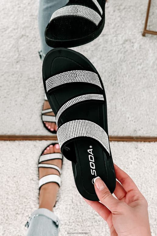 zwart naveena sandalen met strass bandjes NanaMacs HPTT4017