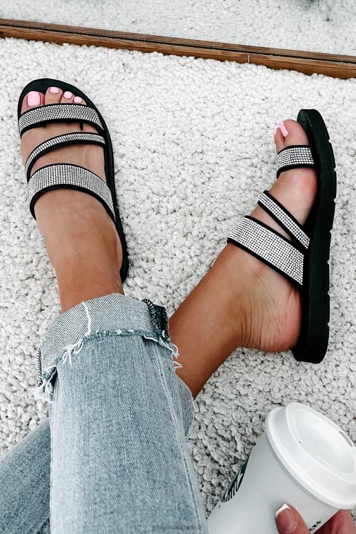 zwart naveena sandalen met strass bandjes NanaMacs HPTT4017