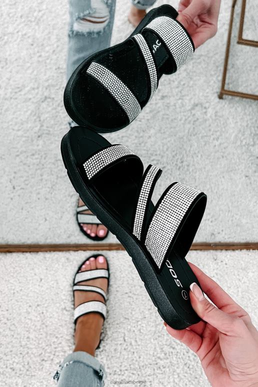 zwart naveena sandalen met strass bandjes NanaMacs HPTT4017