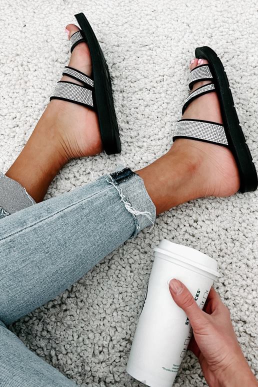 zwart naveena sandalen met strass bandjes NanaMacs HPTT4017