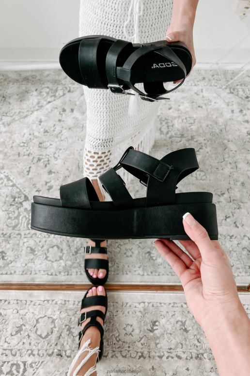 zwart wegdrijvende plateausandalen NanaMacs HPTT4016