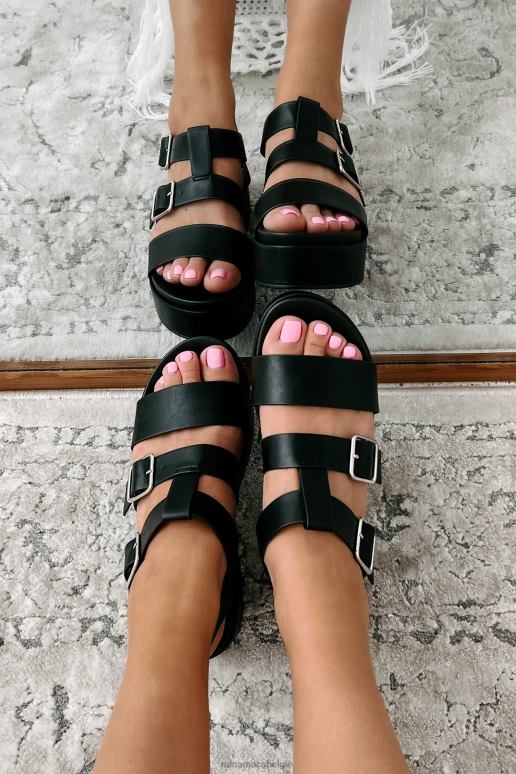 zwart wegdrijvende plateausandalen NanaMacs HPTT4016