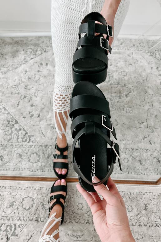 zwart wegdrijvende plateausandalen NanaMacs HPTT4016