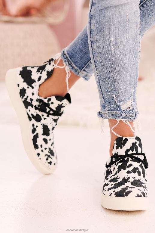 wit Zwart gespot perfectie canvas sneakers NanaMacs HPTT4056