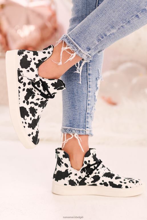 wit Zwart gespot perfectie canvas sneakers NanaMacs HPTT4056
