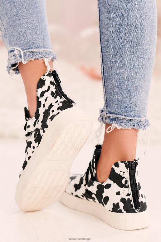 wit Zwart gespot perfectie canvas sneakers NanaMacs HPTT4056