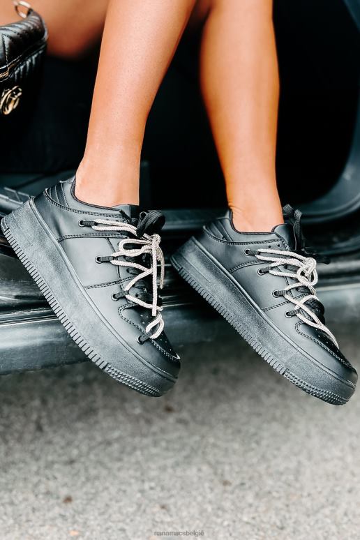zwart domineert het spel strass veter platform sneakers NanaMacs HPTT4043