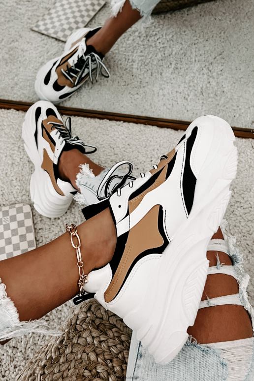 zwart/wit/bruin trendtracker chunky dad sneakers NanaMacs HPTT4051