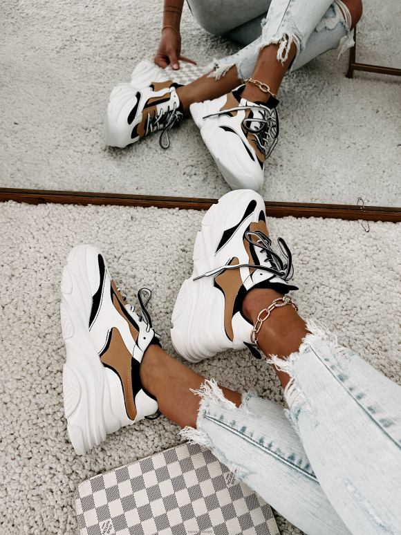 zwart/wit/bruin trendtracker chunky dad sneakers NanaMacs HPTT4051